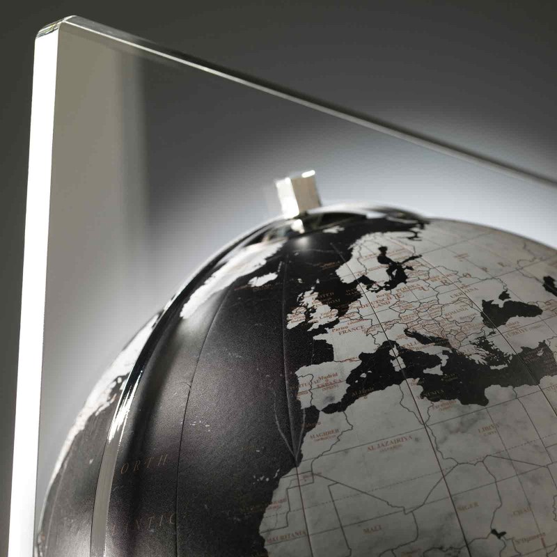 Mappamondo Globo con Base Legno Dettagliato Colore Legno e Nero Idea Regalo