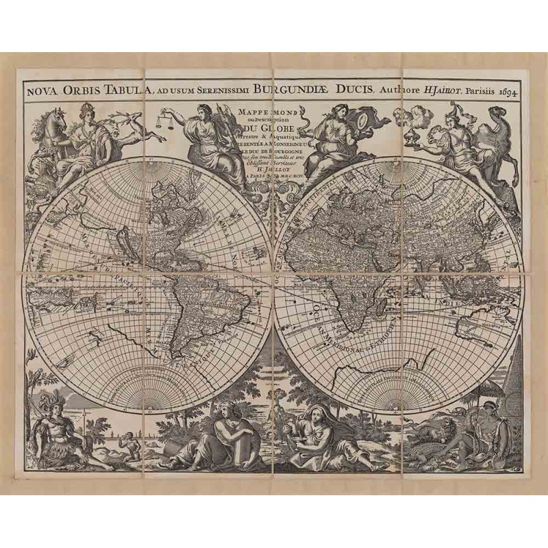 Antique canvas reproduction, Planisphere of H. Jaillot | Zoffoli